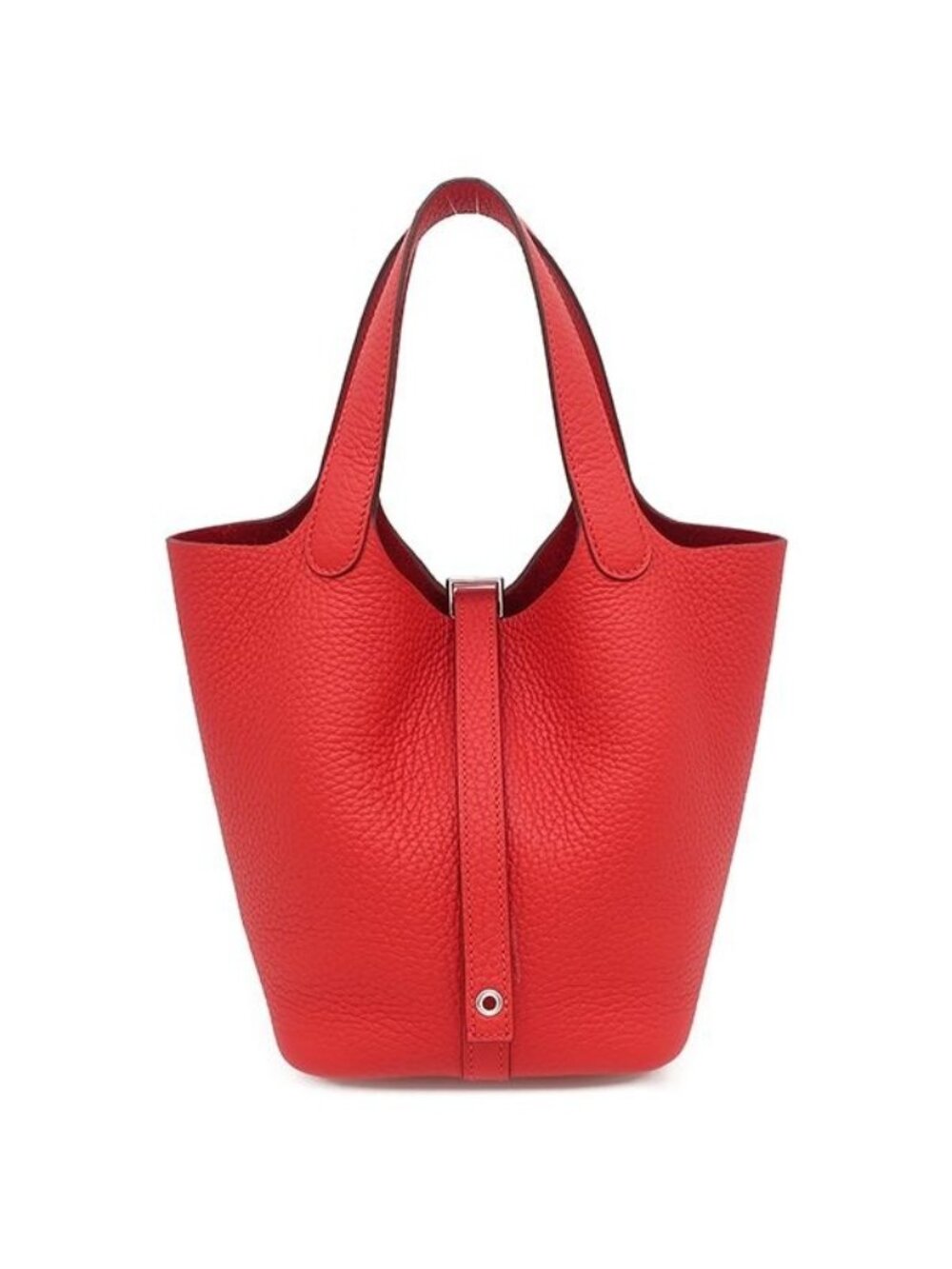 Hermes Handbag Picotin Lock 18 PM Taurillon Clemence Rouge Ladue Silver Red